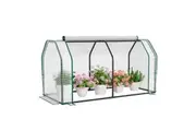 Costway Mini Greenhouse PE Cover Garden Green House w/Roll-Up Zippered Door 121x54x61.5cm
