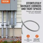 12.7 mm Flexible Electrical Conduit 30.5 m PVC Liquid-Tight Conduit Non-Metallic with 5 Straight and 5 90-Degree Conduit Connector Fittings