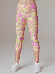 Running Bare Girls Bare Fit 3/4 Tights: Patterned Leggings.