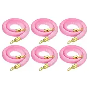 4 Feet Pink Velvet Stanchion Rope, 6 Pack Crowd Control Barrier Rope, Golden