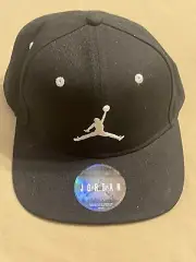 New Air Jordan Black Flat Bill Hat SnapBack Youth Adjustable Cap W/ Stickers