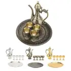 Turkish Tea Set Vintage Metal Teapot Tea Tray And 4 Cups Set Household Spare