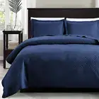 King Size Quilt Set Navy Blue Bedspreads - Soft Bed Summer Quilt Lightweight Mic
