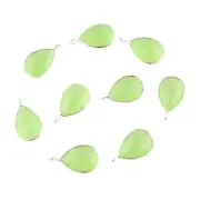 Lite Green Chalcedony Silver Plated DIY Single Bail Connector Lot of 9 Pcs