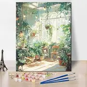 TUMOVO Green Plants Paint by Numbers Kit for Adults, 16" x 20" Frameless Canvas, Acrylic Paints, Brushes, DIY Art Kit