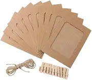 Binxind 10 Pcs/Set Paper Photo DIY Wall Picture Hanging Frame Album Rope Clip Set Home Decor 3inch Brown