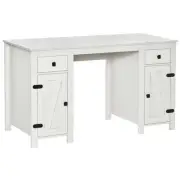 HOMCOM Home Office 23.5 in. Writing Desk Rectangle White MDF 4-Drawers Computer