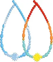NoetSauesrfs 2 Pack Multicolor Silicone Chew Necklaces for Sensory Kids and Adults with Autism, ADHD, SPD