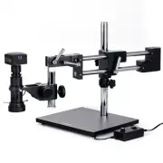 AmScope H800 0.7X-5X Zoom LED Microscope w 2-Arm Boom Stand+ 10MP Camera USB 3.0