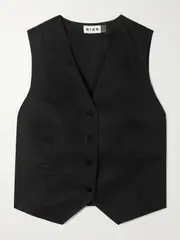 [RIXO] RIXO - Norah Cotton And Linen-blend Vest - Black - UK 14 UK 14 Black