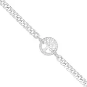 Silver Flat Curb Chain , Tree of Life Bracelet 07"