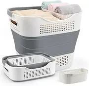 Collapsible Laundry Basket, Laundry Hamper with Detachable Basket, Pop Up Clothes Storage Container with Handles, Collapse Clothes Organiser for Washing