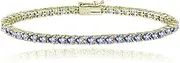 [Ice Gems] Sterling Silver Tanzanite 3mm Round Tennis Bracelet, 2 Metal Options