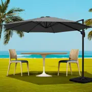 InstaHut 3m Outdoor Umbrella w/Base Cantilever Beach Roma 360 Degree Tilt Charcoal