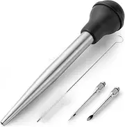 Turkey Baster for Cooking Food Grade Metal Turkey Baster Syringe Meat BBQ Condiment Tube with Detachable Needlesand
