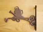 Cast Iron Watering Pot Garden Plant Pot Lamp Hook Hanger Bracket Rustic Brown