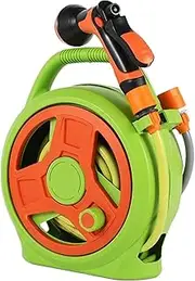 Hose Pipe Holder Portable Garden Hose Reel Set, Water Pipes Holder Hose Organizer, with 10M/32Ft Hose and 8 Pattern Nozzle for Car Cleaning, Car Washing, Garden Watering Hose Pipe Hanger (Color : Gr