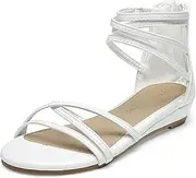 [DREAM PAIRS] Girls Sandals Gladiator Strappy Flat Sandals for Kids Open Toe Summer Shoes with Zipper