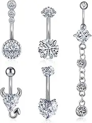 [DIVINA VITAE] 5PCS Belly Button Ring, belly button piercing surgical stainless steel belly button rings Shiny Belly Button Rings Jewelry, no gemstone