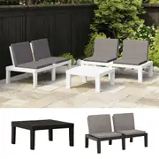 Garden Lounge Set 3 Piece with Cushions Plastic Seating Grey/White vidaXL