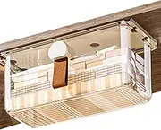 Under Desk Organizer - Under Desk Drawer Slide out Organizer,Adhesive Clear Container Slide out Holder for Home Kitchen Office School
