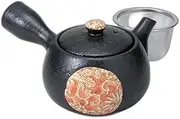 Tenmoku Karabesque Teapot (with Ami) (10.5 x 10.5 x 9 cm), 11.8 fl oz (350 cc) | Setomonohonpo