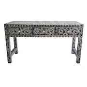 Samantha Pearl Black and White 3 Drawer Console Table