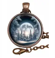 Winter Solstice Full Moon Gift Glass Top Pendant Necklace Handcrafted Jewelry