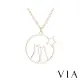 【VIA】白鋼項鍊 動物項鍊 貓咪項鍊/動物系列 星空下貓咪造型白鋼項鍊(金色)
