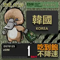 在飛比找momo購物網優惠-【鴨嘴獸 旅遊網卡】韓國eSIM 單日吃到飽 高流量網卡(韓