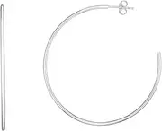 [JewelryWeb] 14k Gold White Finish Polished Hoop Earrings With Push Back Clasp-Hoop Earring for Women