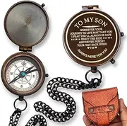 [Khybex International] to My Son Compass - Gifts for Men, Birthday Gifts, Baptism Gifts for Boys, Gifts for Teen Boys, Graduation Gifts, Inspirational Gifts for Kids, Sentimental Gifts