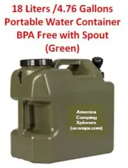 18 Liters - 4.76 Gallons Portable Water Container BPA Free with Spout - Green
