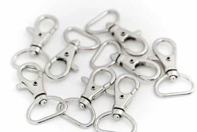 100 pcs Lobster Clasp Swivel Snap for Paracord Lobster Clip 1.25" Silver finish
