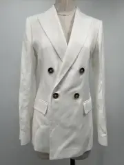 Reiss women's LORI Double Breasted Linen Peak Lapel Blazer Size 2 KN16507300