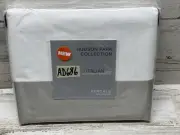 Hudson Park Italian Linens Percale Cuff King Flat Sheet White / Silver New