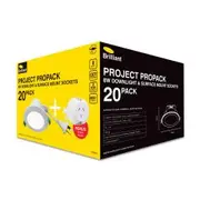 Brilliant Project Propack 8W LED Tri Colour Downlight with Plug Base - 20 Pack