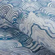 Kravet Couture Abstract Mountainscape Print Fabric- Shangri La / Indigo 6.25 yds