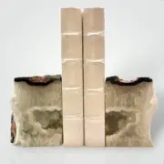Agate Bookends Crystal Geode Center Natural Stone Book End Bookshelf Decor (FP)