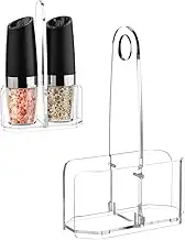 Beautyflier Salt and Pepper Grinder Set Stand, Premium Acrylic Holder for Gravity Electric Pepper and Salt Grinder Set, Storage Holder Fit Grinders up to 2.2 IN in Diameter, Stand Only