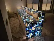 Blue Agate Kitchen Counter Slab, Modern Geode Agate Kitchen Slab, Home Decor