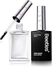 Beetles 2Pcs 15ml Nail Polish Top Coat and Base Coat Set, Fast Drying & Long Lasting Shine Clear Nail Polish Strengthener and Growth, 3 IN 1 Protects Nails, Enhances Glossy and Nourishes Nails