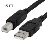15ft USB 2.0 A Male to USB B Male Printer Scanner Cable Cord 2 Pack