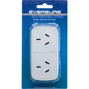 10A Mains Power Twin/Double Adaptor Slim Left Powerpoint Wall Plug Adapter White