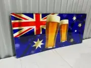 ANZAC DAY AUSSIE BEER FLAG METAL SIGN HEAVY DUTY 810 X 380 MM