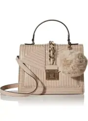 Women's Top Handle Bag Beige Purse Wallet Cross Body Carrier Chain Hand Bag