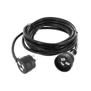 Piggy Back Extension Lead Black 15A Flex / 10A Plug & Socket 15 Meters - LEADB006