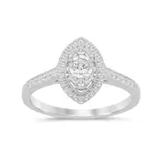 Facets of Love Marquise Shaped Ring with 1/4ct of Diamonds in 18kt White Gold