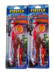 Marvel Iron Man FIREFLY Toothbrush w/Mini Figurine and Cap and Buddy (2 Pack)