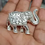 Solid Silver Elephant Statue Trunk up Elephant Figurine Sculpture Art Home Gift